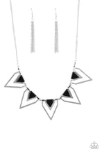 Load image into Gallery viewer, The Pack Leader - Black  Infused with shiny black beading, glistening silver triangular frames join below the collar, creating a fierce geometric fringe. Features an adjustable clasp closure.

